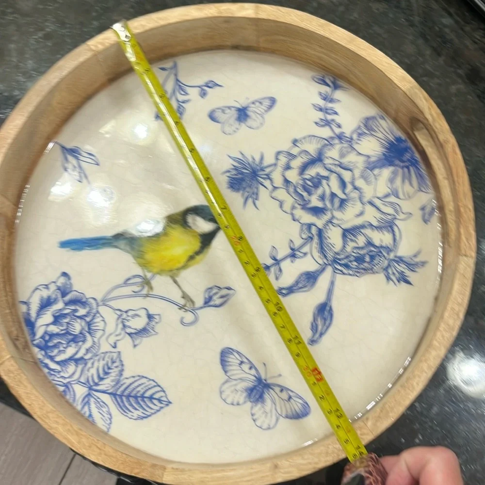 Round Blue Bird Tray - Picture 6 of 6